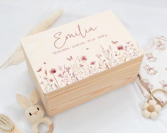 Personalized Baby Keepsake Box | Baby Gift | Birth Gift | Christening Gift, Flowers, Personalized Gift