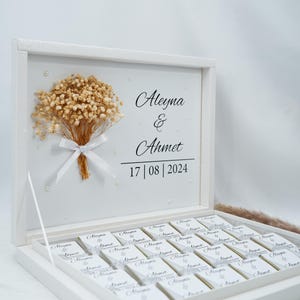 Chocoladedoos gepersonaliseerd met PARELS in wit, goud, zilver of zwart voor bruiloften, verlovingen - gastgeschenken - chocoladedoos