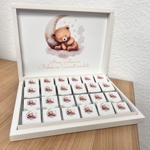 Scatola di cioccolatini personalizzata - regalo per gli ospiti - Bebek Mevlidi - Sünnet - regalo per battesimo - idea regalo per nascita - compleanno per bambini - Bebek Hediye