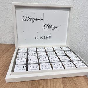 Chocolate box personalized with PEARLS in white, gold, silver or black for weddings, engagements - guest gifts - chocolate box