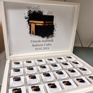 Schokobox personalisiert Umrah Mubarak Geschenk Gastgeschenk in verschiedenen Farben und Motiven Ümre Hediyesi Hac Umre Hediyesi Bild 2
