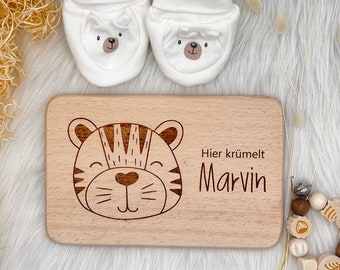 Tabla de desayuno personalizada para regalo de bebé infantil, bautismo - comunión, regalo de cumpleaños tabla de desayuno tabla de madera, regalo para niños