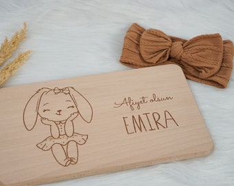 Breakfast board personalized for children-baby gift, baptism - communion, birthday gift wooden board breakfast board, Hediye Cocuk