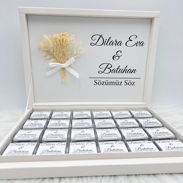 Chocolate box personalized in gold, silver, black or light blue for weddings, engagements - guest gifts - chocolate box - chocolate