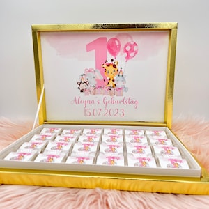 Chocolate box personalized with various motifs - first birthday - children&#39;s birthday, baby shower or newborn gift.