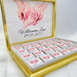 Chocolate box personalized in gold, silver, black or light blue for weddings, engagements - guest gifts - chocolate box - chocolate