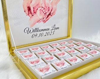 Chocoladedoos gepersonaliseerd in goud, zilver, zwart of lichtblauw voor bruiloften, verlovingen - gastgeschenken - chocoladedoos - chocolade