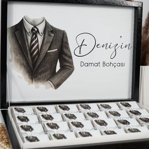 Personalized chocolate box - Damat Bohcasi - guest gift - customize - in gold or silver - engagement, wedding, registry office, Kina