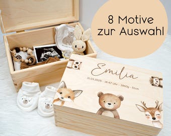 Personalized Baby Keepsake Box with Cute Safari Animals | Baby Gift | Christening Gift | Birth Gift Idea