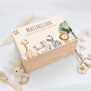 Caja de recuerdos para bebé con motivos piratas, submarinos y safari | Regalo para bebé | Regalo de bautizo | Idea de regalo de nacimiento