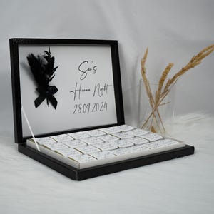 Schokobox personalisiert in Gold, Silber, Schwarz oder Hellblau für Hochzeiten,Verlobungen - Gastgeschenke- Pralinenschatel - Schokolade