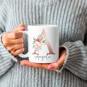 Tasse personalisiert mit Name und Anfangsbuchstabe, Geburtstagsgeschenk Wunschname, Geschenkidee, Keramiktasse