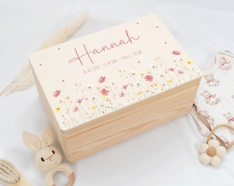 Personalized Baby Keepsake Box, Floral Keepsake Box | Baby Gift | Birth Gift | Christening Gift, Flowers, Personalized Gift