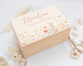 Personalized Baby Keepsake Box | Baby Gift | Birth Gift | Christening Gift, Flowers, Personalized Gift