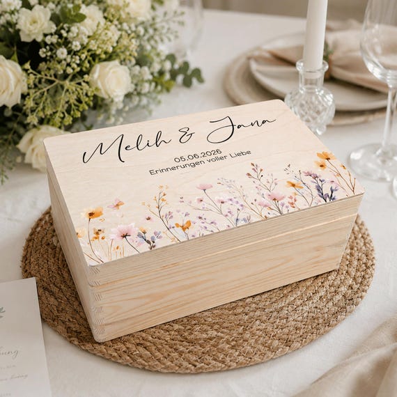 Personalisierte Erinnerungskiste zur Hochzeit, Verlobung, Standesamt - Hochzeitsgeschenk, Geschenk Hochzeit, Trauung, Geschenk Brautpaar