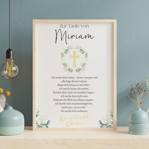 Personalisiertes Poster zur Taufe,Kommunion personalisiert, Babygeschenk für Kinderzimmer, Poster mit Rahmen personalisiert, Konfirmation