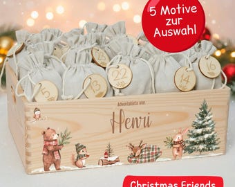Personalisierter Adventskalender - Adventskiste aus Holz personalisiert - Weihnachtsgeschenk Geschenkidee Weihnachten Christmas