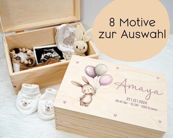 Baby Bunny Keepsake Box - Christening Gift - Wooden Box for Communion, Confirmation - Personalized Gift Idea