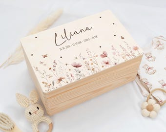 Personalized Baby Keepsake Box, Floral Keepsake Box | Baby Gift | Birth Gift | Christening Gift, Flowers, Personalized Gift
