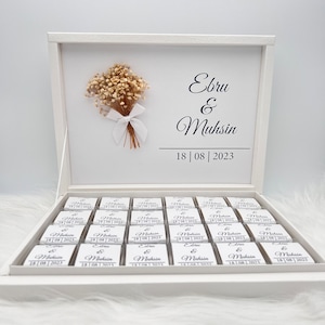 Caja de chocolates personalizada en oro, plata, negro o celeste para bodas, compromisos regalos para invitados caja de chocolates chocolate imagen 6