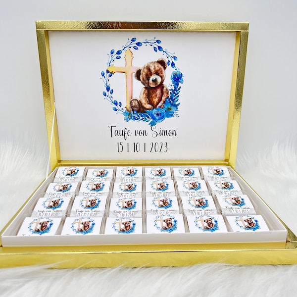 Chocolate box personalized in gold, silver, black for baptism, communion, confirmation - baby favors - chocolate box - gift ideas