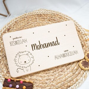 Breakfast board personalized for children&#39;s baby gift, baptism - communion, birthday gift wooden board breakfast board lion
