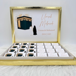 Gepersonaliseerde chocolade doos - Hadj Mubarak, Hadj Umrah Mubarak cadeau - gastvrouw cadeau - Hadj Umrah cadeau