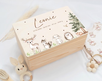 Personalized Baby Keepsake Box with Cute Safari Animals | Baby Gift | Christening Gift | Birth Gift Idea