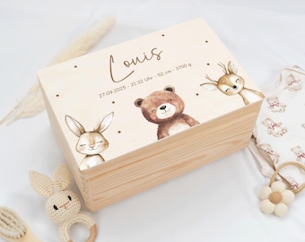 Personalized Baby Keepsake Box with Cute Woodland Friends and Animals | Baby Gift | Christening Gift | Birth Gift Idea