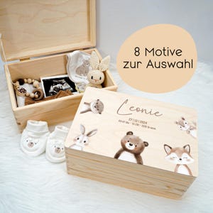 Caja de recuerdos para bebé personalizada con lindos animales de safari, caja de recuerdos | Regalo para bebé | regalo de bautizo | Idea de regalo para nacimiento