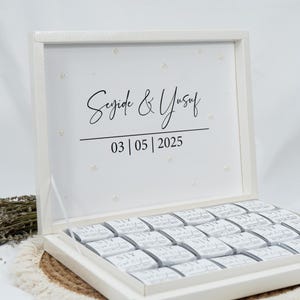 Chocolate box personalized with PEARLS in white, gold, silver or black for weddings, engagements - guest gifts - chocolate box