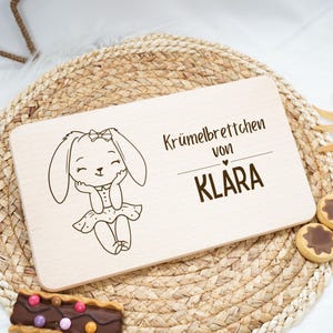 Breakfast board personalized for children&#39;s baby gift, baptism - communion, birthday gift wooden board breakfast board rabbit girl
