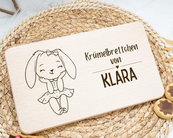 Tabla de desayuno personalizada para regalo de bebé infantil, bautizo - comunión, regalo de cumpleaños tabla de madera tabla de desayuno conejo niña