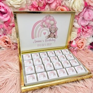 Chocolate box personalized in gold, silver, black, pink or light blue for weddings, engagements, baby showers, children's birthdays - guest gift