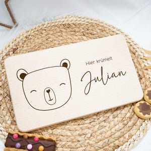 Personalized breakfast board for children, baby gift, baptism - communion, birthday gift, wooden board breakfast board, Baby Bear