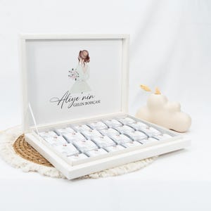 Personalized chocolate box - Gelin Bohcasi - guest gift - customize - in gold or silver - engagement, wedding, registry office, Kina