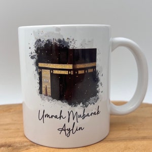 Tasse personalisiert mit Name Umrah Mubarak, Geburtstagsgeschenk Wunschname, Geschenkidee, Keramiktasse, Umrah Geschenk, Umre Hatirasi Bild 1