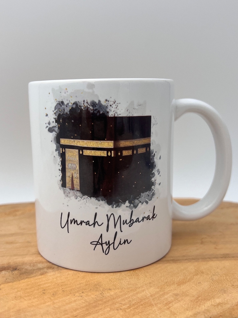 Tasse personnalisée avec le nom Umrah Mubarak, cadeau d'anniversaire nom souhaité, idée cadeau, tasse en céramique, cadeau Omra, Umre Hatirasi image 1