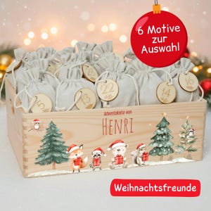 Personalisierter Adventskalender verschiedene Varianten - Adventskiste personalisiert mit Wunschmotiv, Weihnachtsgeschenk Mädchen oder Junge