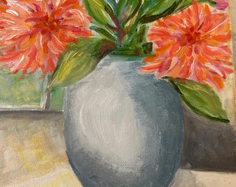 Original Floral Oil Painting on Canvas: 8x10 Still Life Art