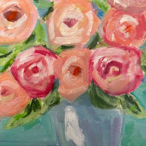 Original Floral Oil Painting on Canvas: Whimsical Impressionist Art (8x10”)