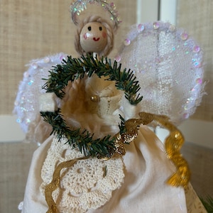 Handmade Christmas Angel, Sequins & Lace Table Decoration