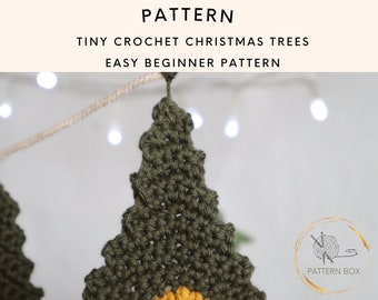 Mini Christmas Tree Garland, crochet pattern pdf, Festive Holiday Decor DIY, mini beginner crochet plant project