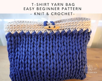 Relaxing T-Shirt Yarn Handbag Pattern | Knit & Crochet Bag with Zipper | PDF |  instant download - no waiting