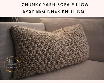 Chunky Knit Pillow Pattern | Cozy Sofa Cushion | Beginner Friendly Knit Home Decor PDF