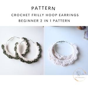 Crochet Hoop Earrings Pattern - Boho Chic Jewelry, Unique Accessory, Christmas Gift, pdf, Digital Patterns