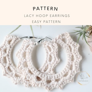Crochet Lacy Hoop Earrings Pattern – Unique Jewelry DIY, beginner mini crochet pattern pdf, digital patterns
