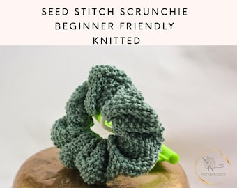 Knitted Scrunchie Pattern – Seed Stitch with Soft Cotton Yarn for Beginners | PDF | instant download | knitting