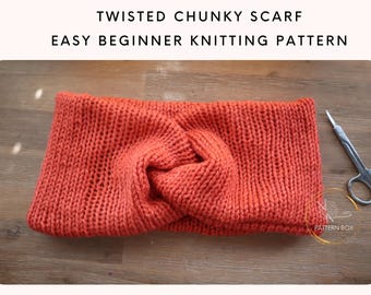 Easy Twisted Chunky Scarf knitting Pattern | Beginner Friendly | Cozy | PDF instant Download