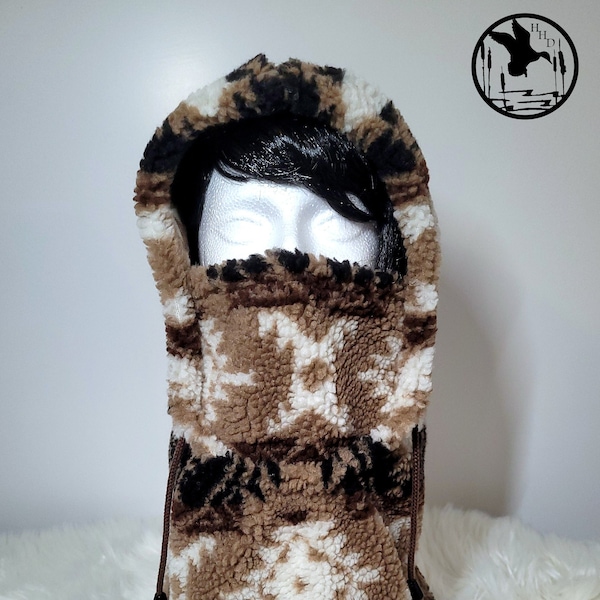 Brown Southwest Sherpa Ninja Hood/ Hooded Cover/ Balaclava